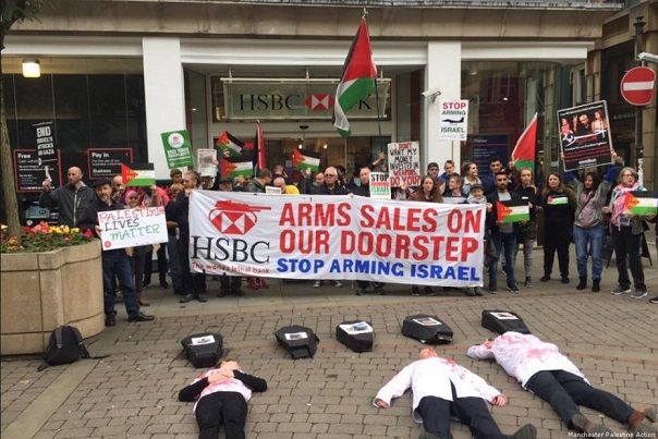 Protests target HSBC over shares in Israel weapons company