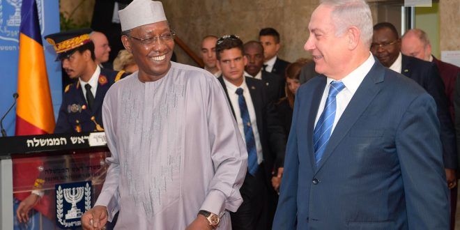 Chadian president says �we can�t ignore the Palestinians� during visit to Israel