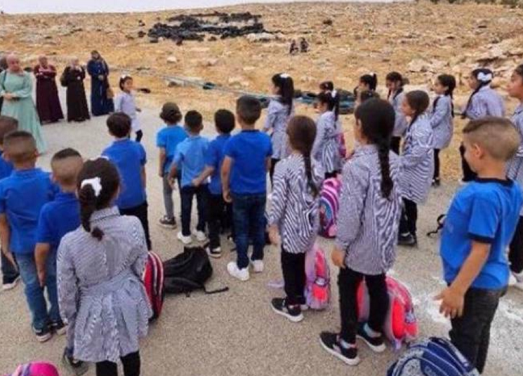 Palestinian students begin school in open air due to Israeli demolition