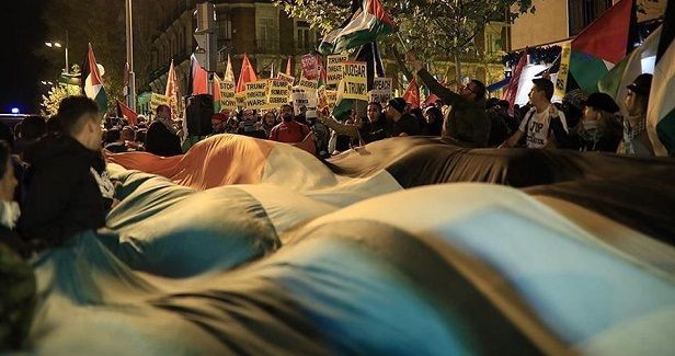 Dozens of Spanish citizens rally in Madrid against Trump