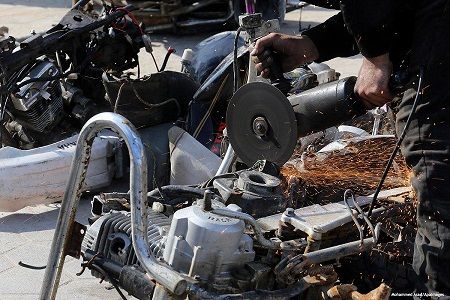 Palestinian traffic police destroy motorcycles and fuel regulators in Gaza