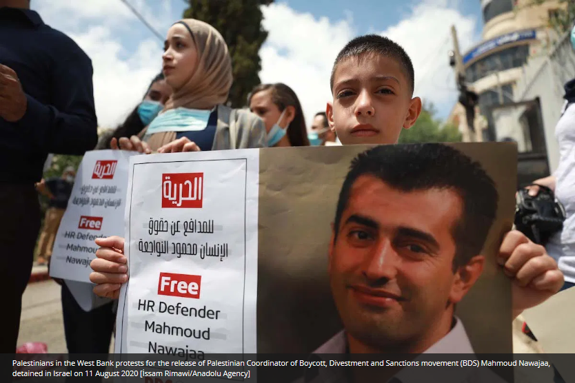 Israel court releases BDS activist Mahmoud Nawajaa