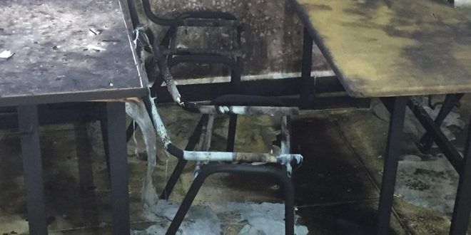 Settlers burn classroom south of Nablus