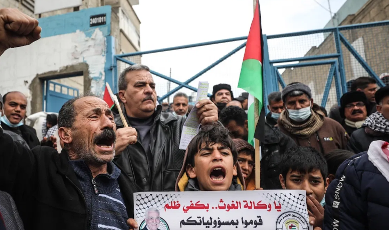 Gaza refugees protest against UNRWA's reduction of food coupons