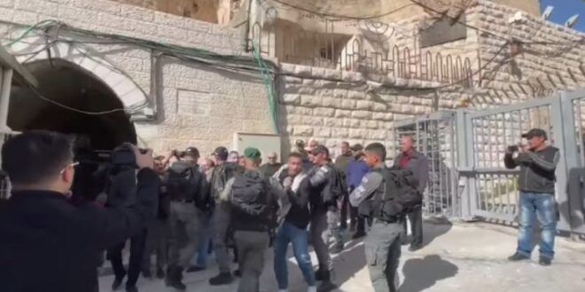 Occupation forces assault protesters demonstrating against Israeli president�s planned visit to Hebron