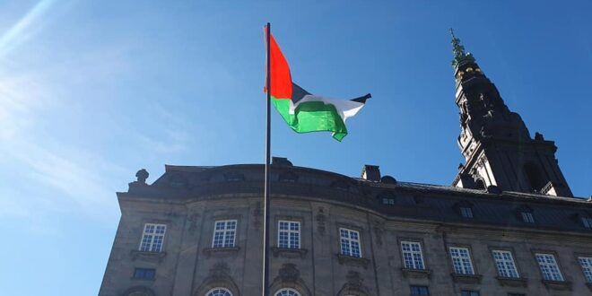 In a first, the flag of Palestine raised at the Danish parliament building celebrating Flag Day