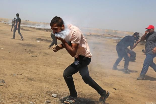 Tear-gas canister puts Gazan on life support