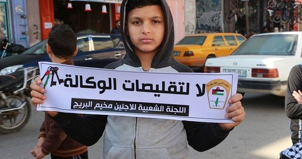 Protest vigil in refugee camp against UNRWA reductions