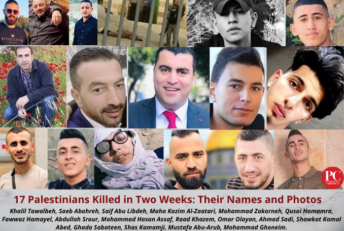 17 Palestinians Killed in Two Weeks: Their Names, Photos and Birthplaces