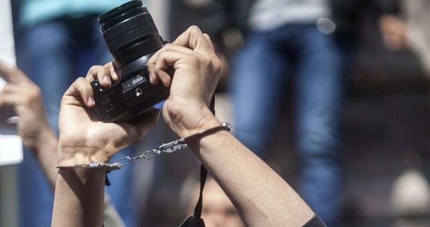 Protest in Ramallah in solidarity with detained journalists