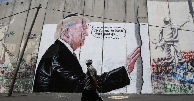 Trumps love for walls inspires graffiti on the apartheid wall in Bethlehem