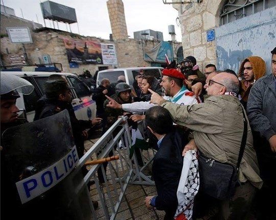 Palestinians protest visit of Greek Orthodox patriarch accused of selling land to Israel