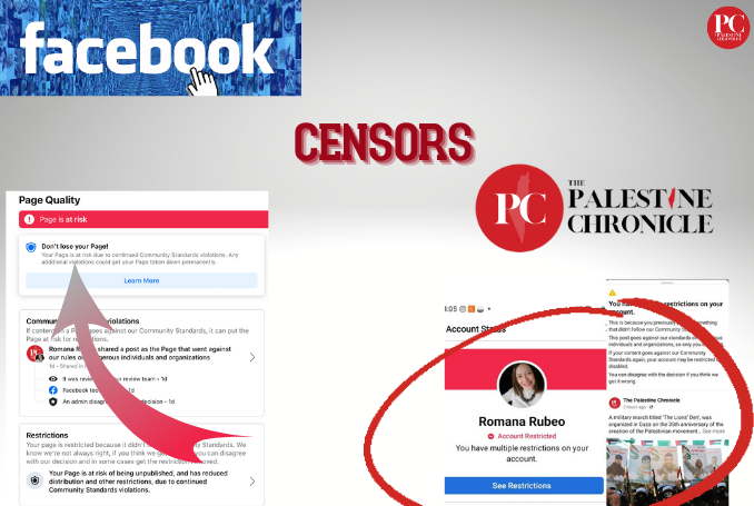 Facebook Threatens to Delete Palestine Chronicle Page, Censors Its Staff