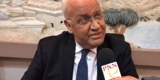 Erekat: What Trump said is a reward for  aggressors for their crimes