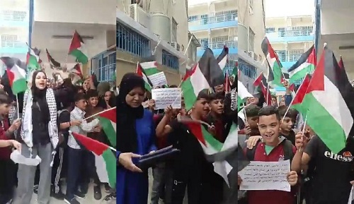 اعتصام لأهالي وطلاب مخيم عين الحلوة لتسريع ترميم المدارس ورفض الدمج والإغلاق