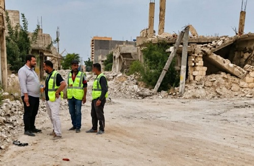 جمعية تيكا تواصل أعمال إزالة الأنقاض في مخيم حندرات بحلب