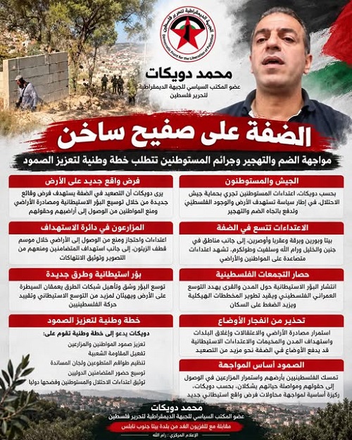 “محمد دويكات” في مقابلة على “تلفزيون الغد” الضفة على صفيح ساخن ومواجهة الضم والتهجير وجرائم المستوطنين تتطلب خطة وطنية لتعزيز الصمود