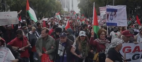 تظاهرة حاشدة في المكسيك دعما للشعب الفلسطيني