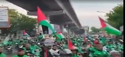 مسيرة ضخمة بالدراجات النارية في إندونيسيا للتنديد بالعدوان على غزة
