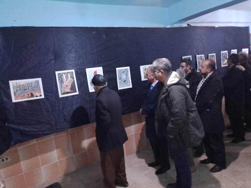 معرض للفن التشكيلي في مخيم النيرب بحلب  على شرف الذكرى الـ 54 لانطلاقة الجبهة الديمقراطية لتحرير فلسطين