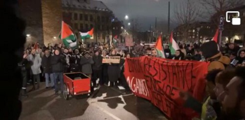 مظاهرة حاشدة دعما لغزة وفلسطين في كوبنهاغن